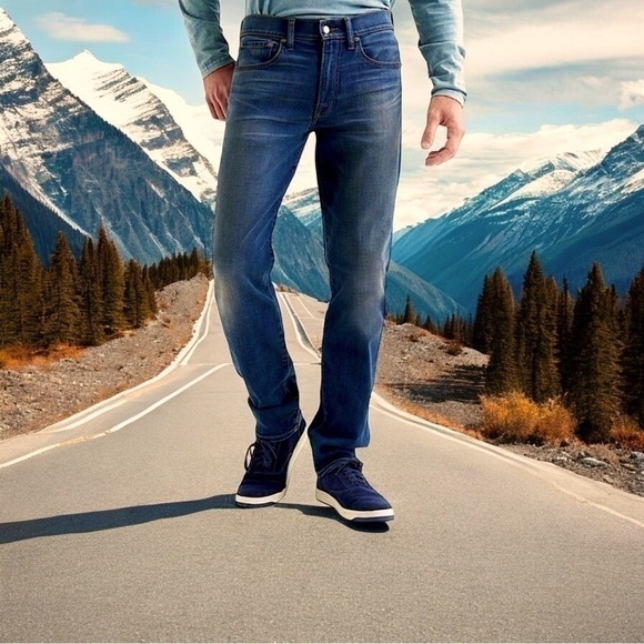 Men Jeans Lucky Brand Blue 121 Heritage Slim Fit Handcrafted Straight Leg Jeans - Picture 1 of 6